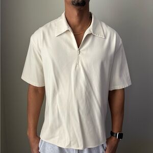 Zara Men's Off-White Short Sleeve Shirt